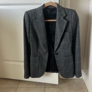 Rachel Zoe Dark Charcoal Grey Glen Plaid Blazer